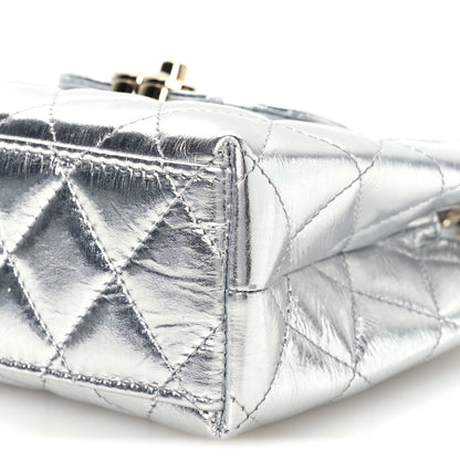 Chanel Metallic Aged Calfskin Quilted Nano Kelly Shopper Silvery 9 of 10