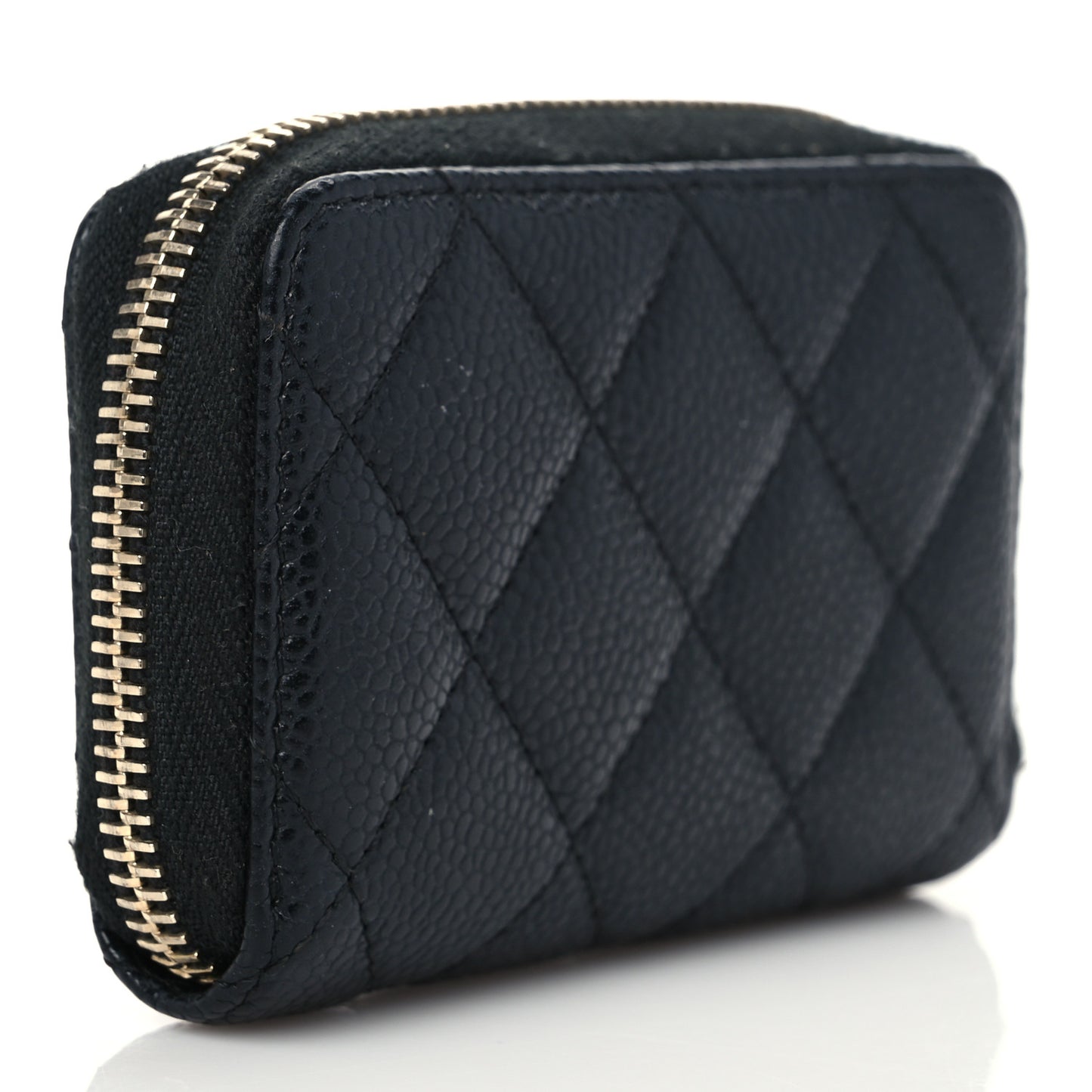 Caviar Quilted Zip Coin Purse Black