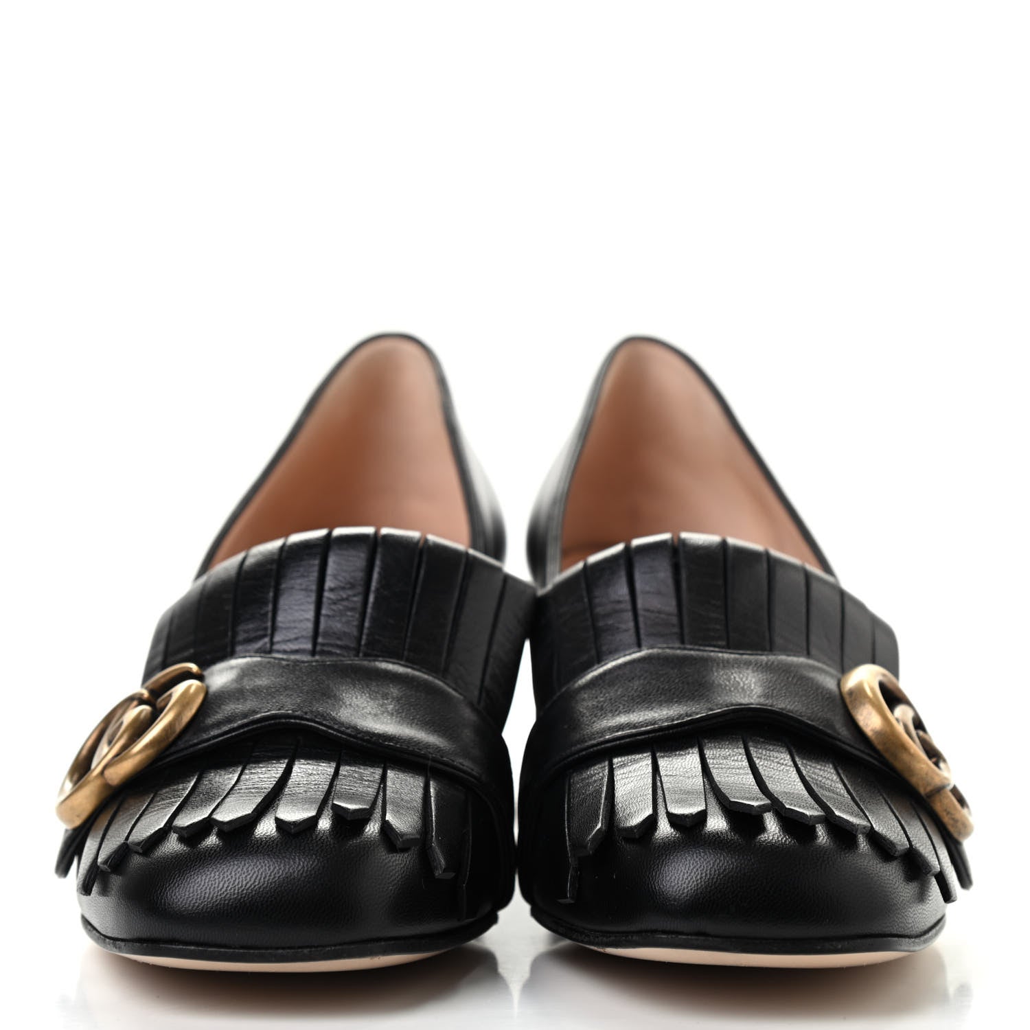 Gucci Malaga Kid GG Marmont Fringe 50mm Loafer Pumps 36 Black 2 of 11