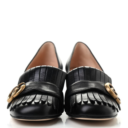 Gucci Malaga Kid GG Marmont Fringe 50mm Loafer Pumps 36 Black 2 of 11