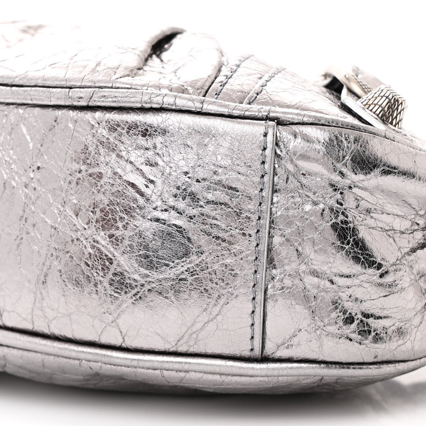 Metallic Agneau Arena Le Cagole Shoulder Bag XS Silver