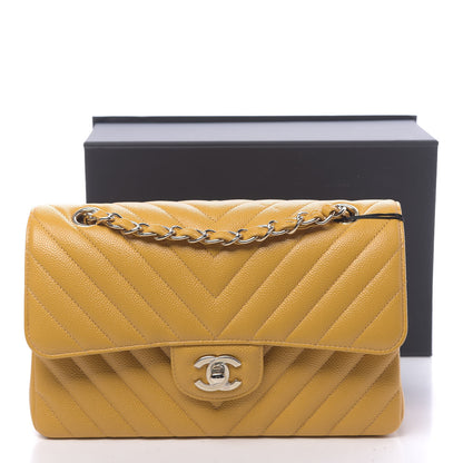 Chanel Caviar Chevron Quilted Small Double Flap Yellow 11 of 11