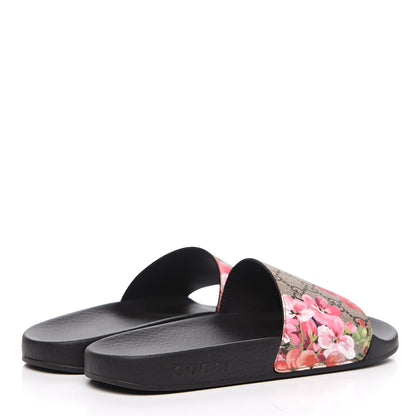 Gucci GG Supreme Monogram Blooms Slide Sandals 38 Beige Multicolor 4 of 7