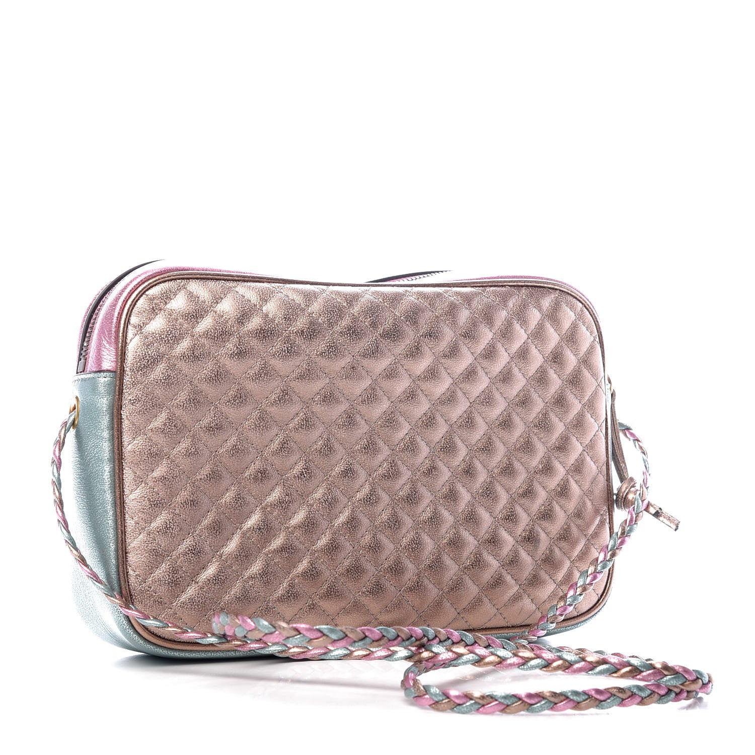 Gucci Laminated Nappa Trapuntata Small Zumi Shoulder Bag Rosa Lago Rame 3 of 10