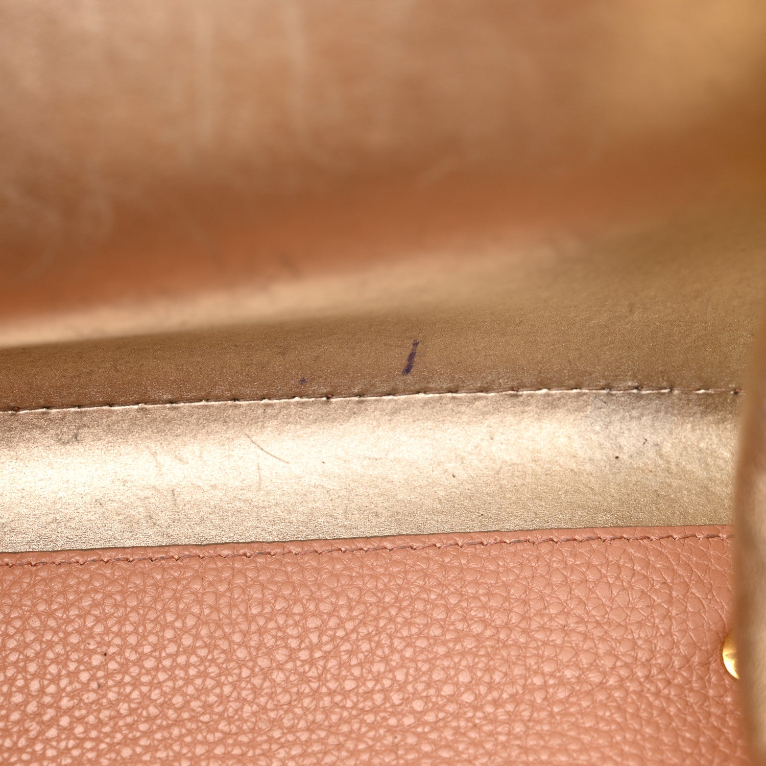 Salvatore Ferragamo Hammered Calfskin Double Handle Small Amy Tote Neutral Gold 10 of 21