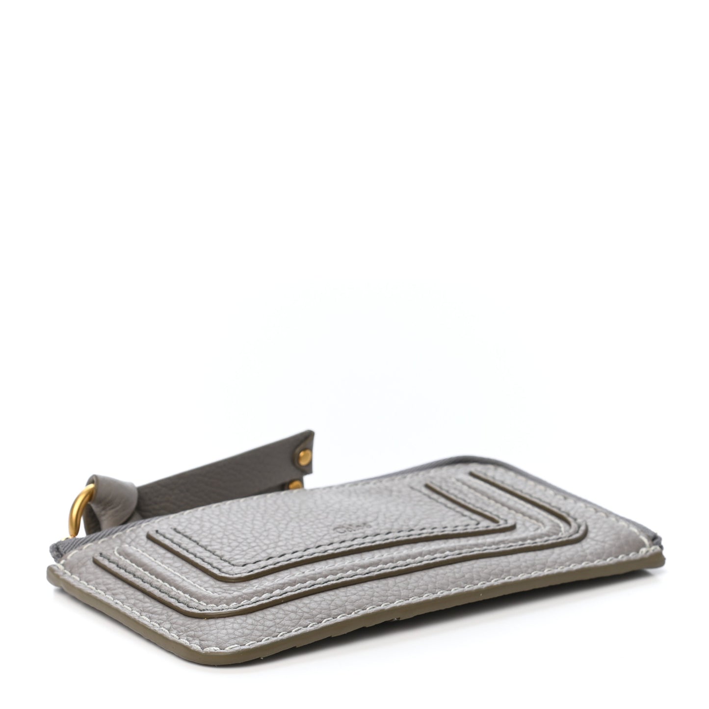 Grained Calfskin Medium Marcie Zip Card Holder Cashmere Grey
