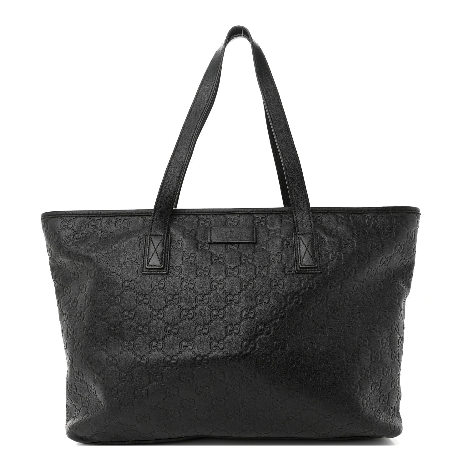 Gucci Guccissima Medium Zippered Shopping Tote Black 1 of 15
