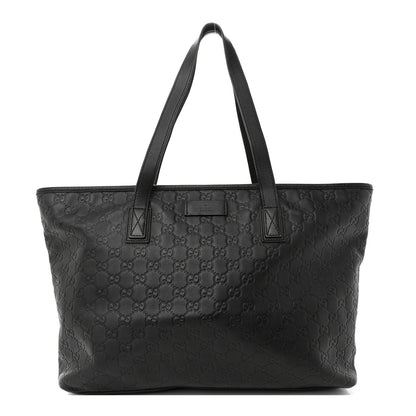 Gucci Guccissima Medium Zippered Shopping Tote Black 1 of 15