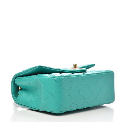 Chanel Lambskin Quilted Mini Rectangular Flap Turquoise 3 of 12