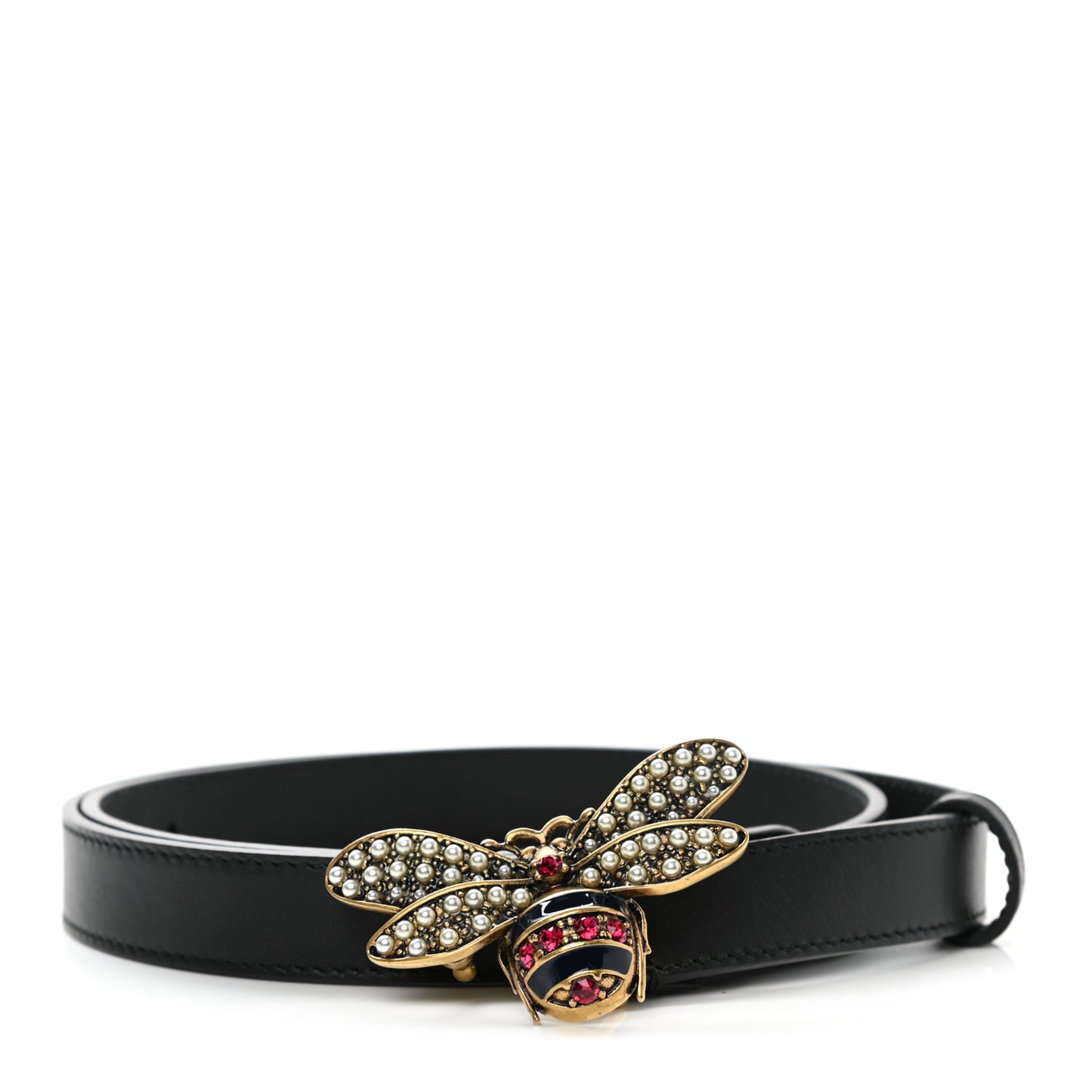 Calfskin Queen Margaret Bee Belt 80 32 Black