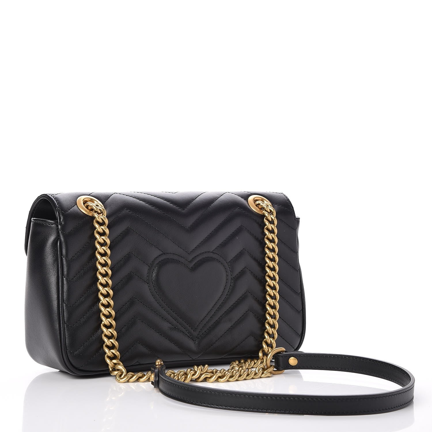 Gucci Calfskin Matelasse Small GG Marmont Shoulder Bag Black 3 of 7
