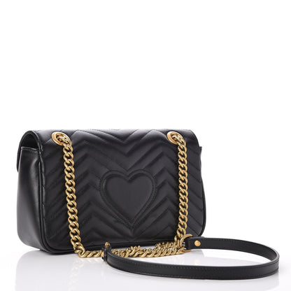 Gucci Calfskin Matelasse Small GG Marmont Shoulder Bag Black 3 of 7