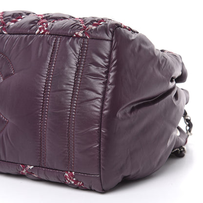 Chanel Nylon Quilted Tweed Stitch Bubble Tote Plum 12 of 12