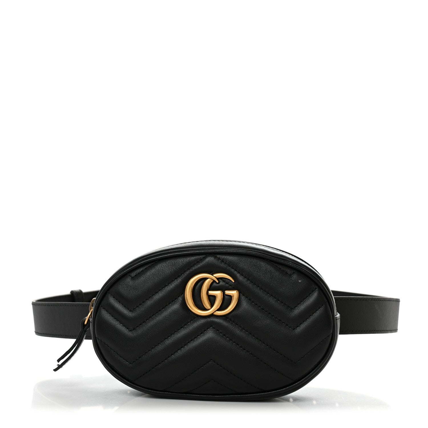 Gucci Calfskin Matelasse GG Marmont Belt Bag 75 30 Black 1 of 12