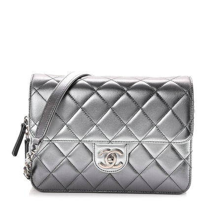 Chanel Metallic Lambskin Large Like A Wallet Flap Silver 1 of 11