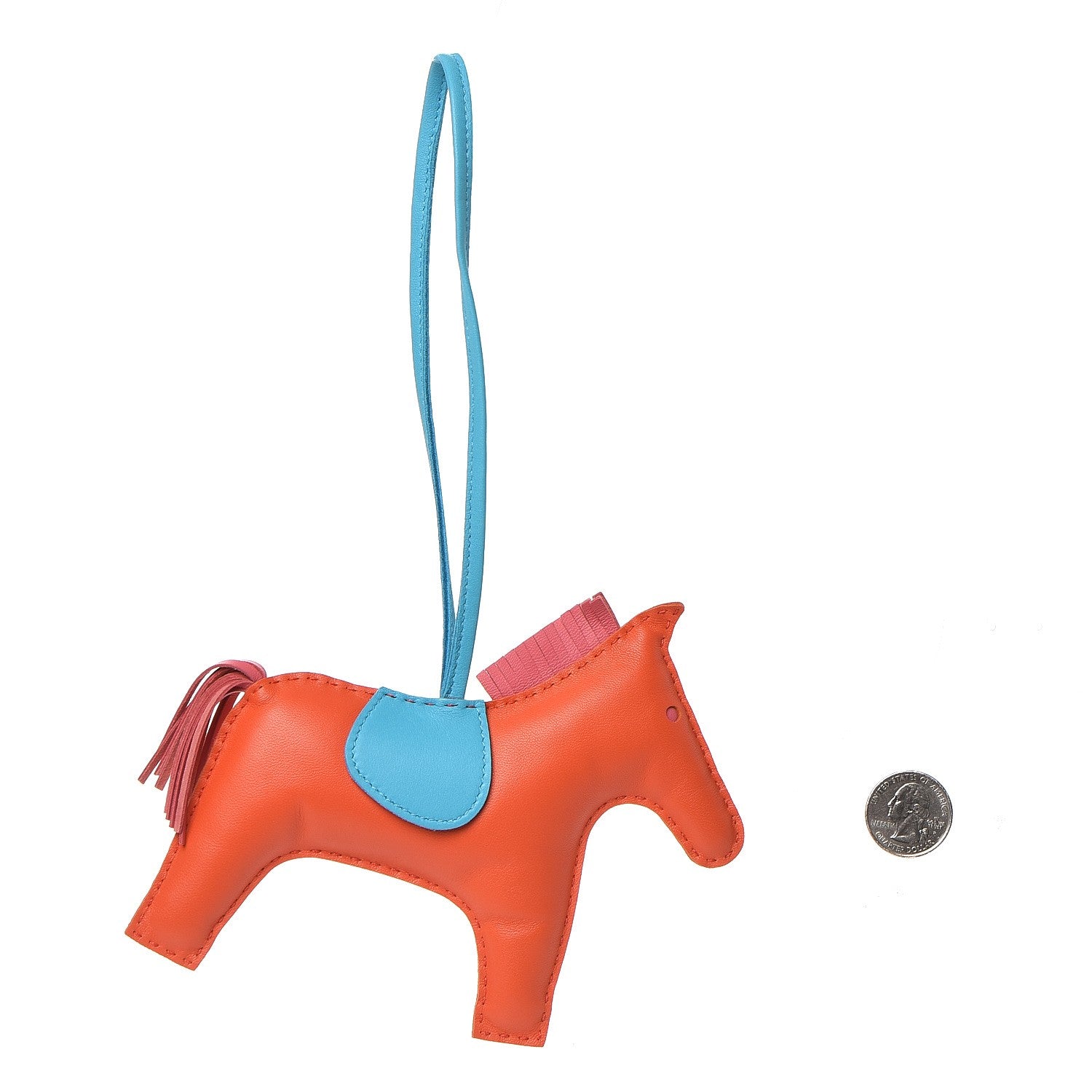 Hermes Milo Lambskin Grigri Rodeo Bag Charm MM Bleu De Malte Cornal 2 of 4