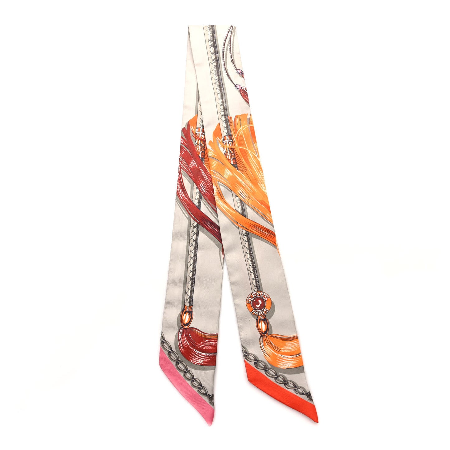 Silk Cavalcades Twilly Gris Perle Orange Acajou