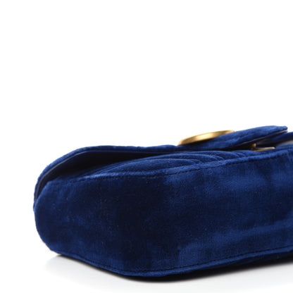 Gucci Velvet Matelasse Mini GG Marmont Shoulder Bag Cobalt Blue 8 of 10