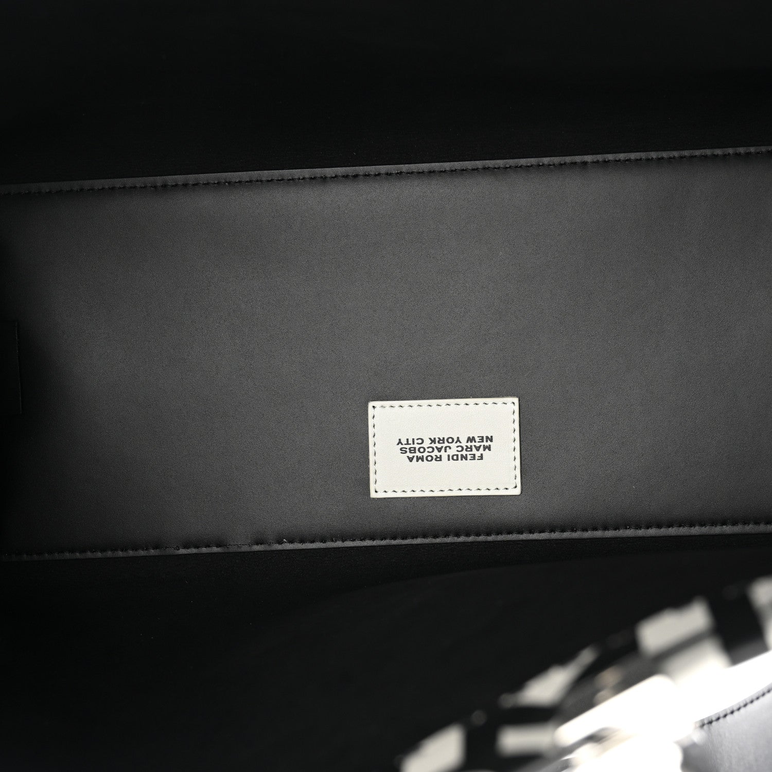 Fendi X MARC JACOBS Vitello King Logo Print Medium Fendi Sunshine Shopper Tote Black White 5 of 10