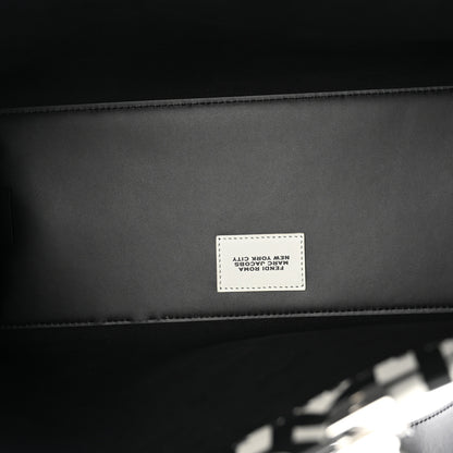 Fendi X MARC JACOBS Vitello King Logo Print Medium Fendi Sunshine Shopper Tote Black White 5 of 10