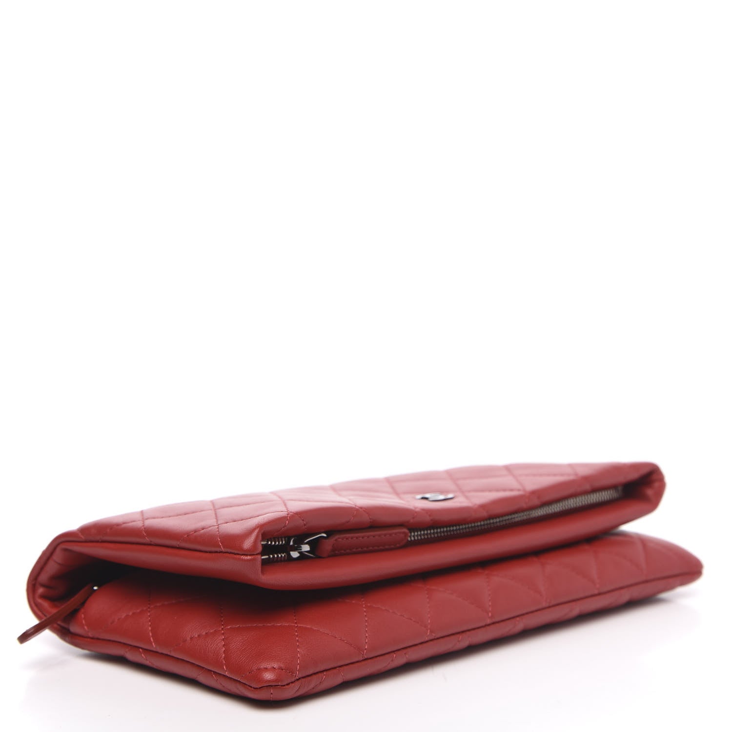 Chanel Lambskin Quilted CC Beauty Clutch Red 4 of 10