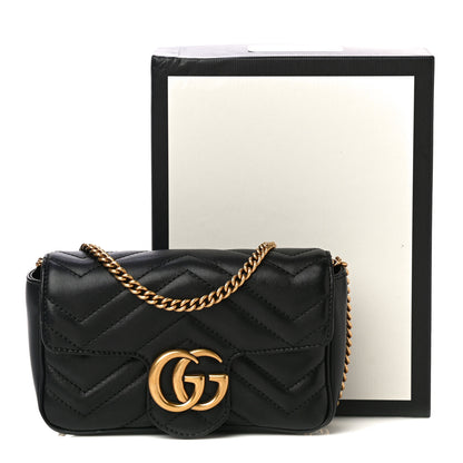 Gucci Calfskin Matelasse Super Mini GG Marmont Shoulder Bag Black 17 of 17