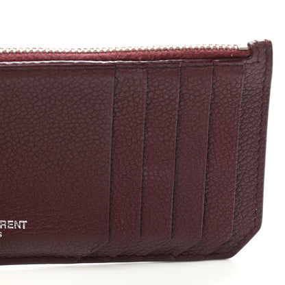 Saint Laurent Grained Calfskin 5 Fragments Zip Pouch Card Holder Burgundy 10 of 11