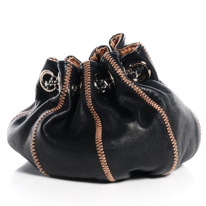 Chanel Lambskin Satin Reversible Mini Sac Cordon Black Peach 3 of 7