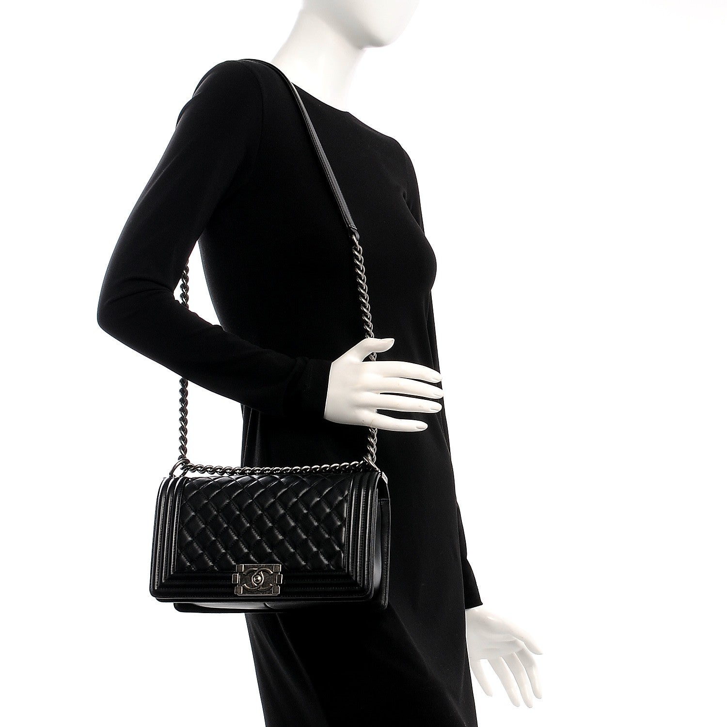 Chanel Lambskin Quilted Medium Boy Flap Black 2 of 8