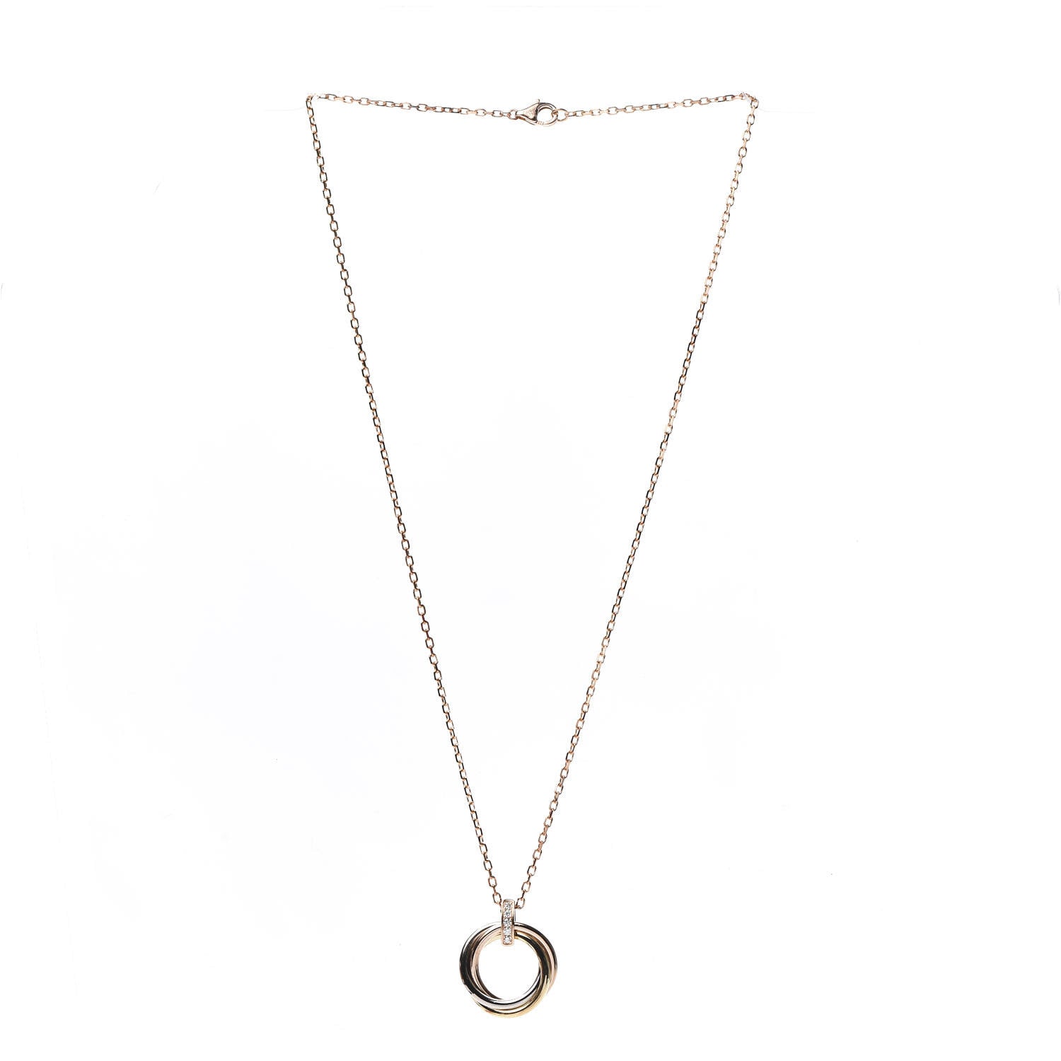 Cartier 18K Pink White Yellow Gold Diamond Trinity Pendant Necklace 3 of 6