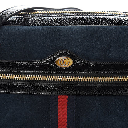 Gucci Suede Patent Web Small Ophidia Shoulder Bag Blue Black 9 of 9