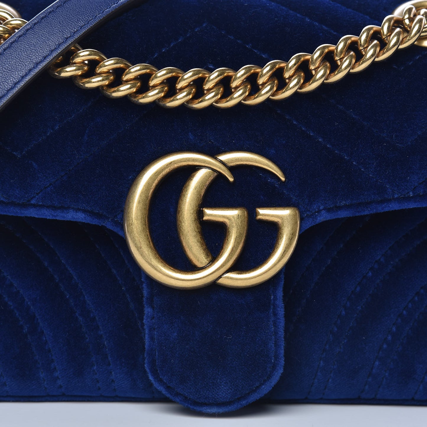 Velvet Matelasse Mini GG Marmont Shoulder Bag Cobalt Blue