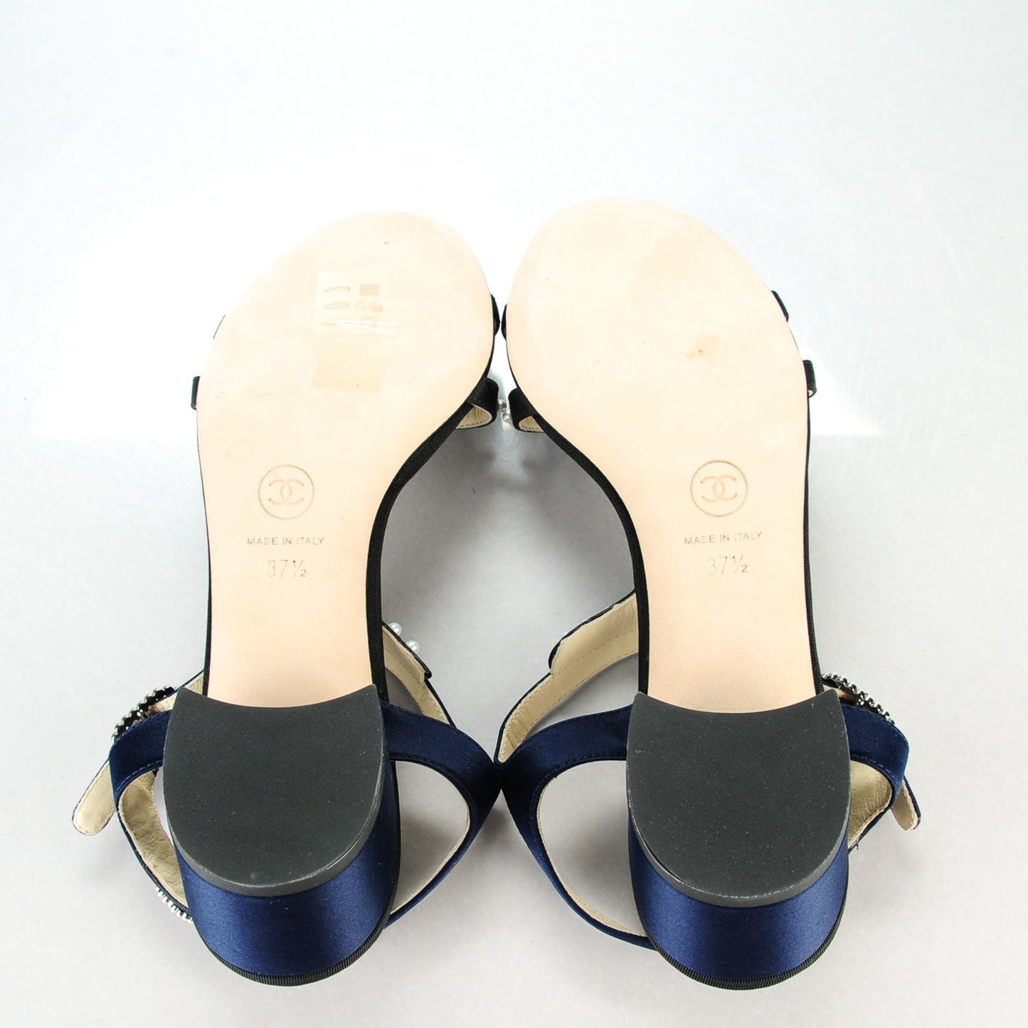 Satin Pearl Sandals 37.5 Black Navy