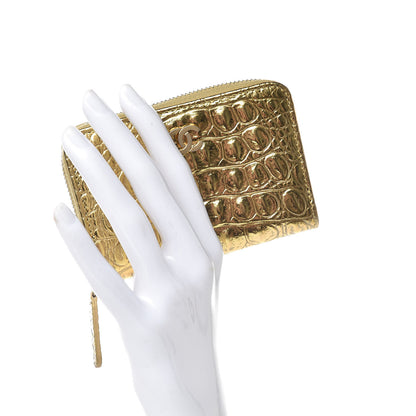 Chanel Metallic Calfskin Crocodile Embossed Cocodile Zip Coin Case Gold 2 of 8