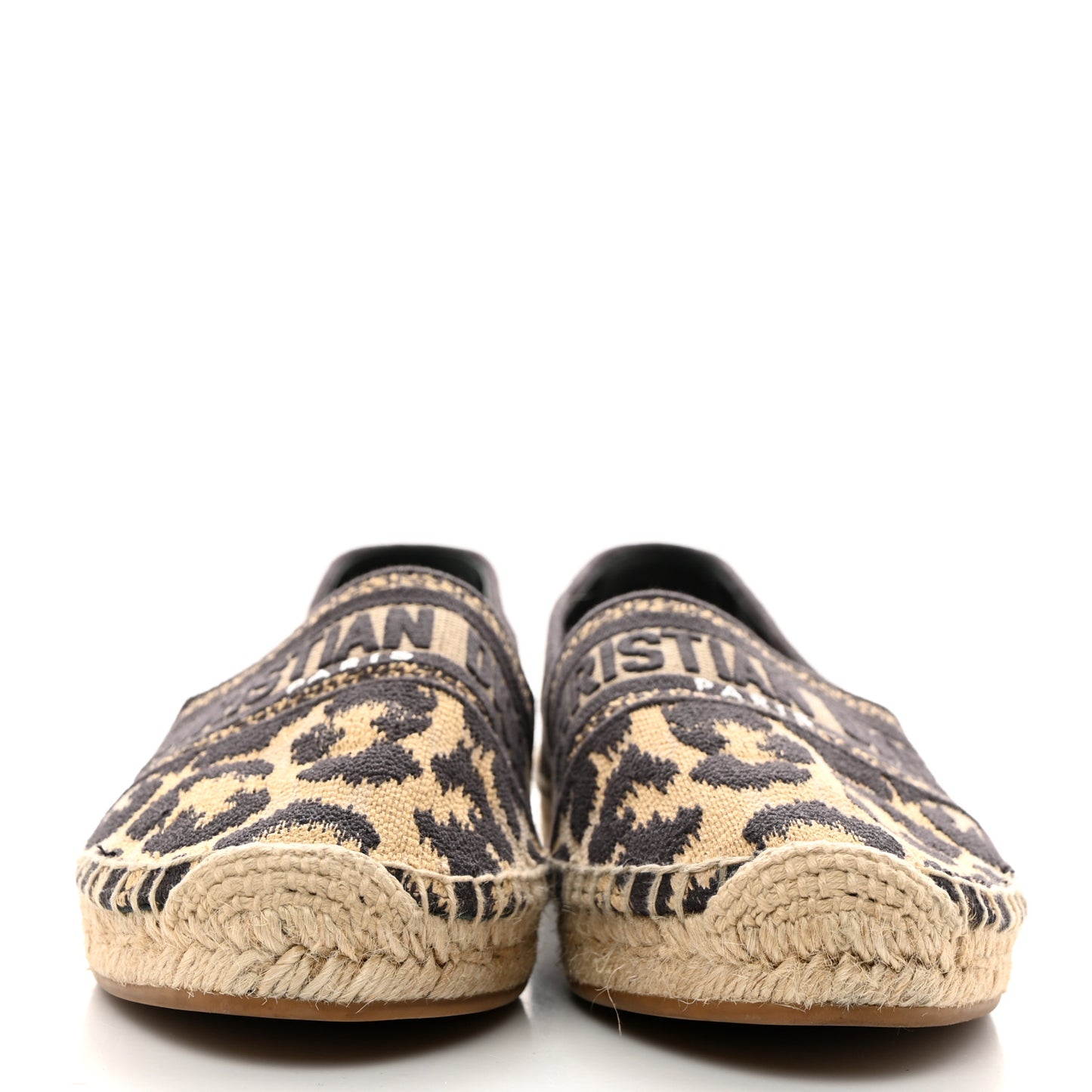 Cotton Embroidered Leopard Print Granville Espadrille 40.5 Natural