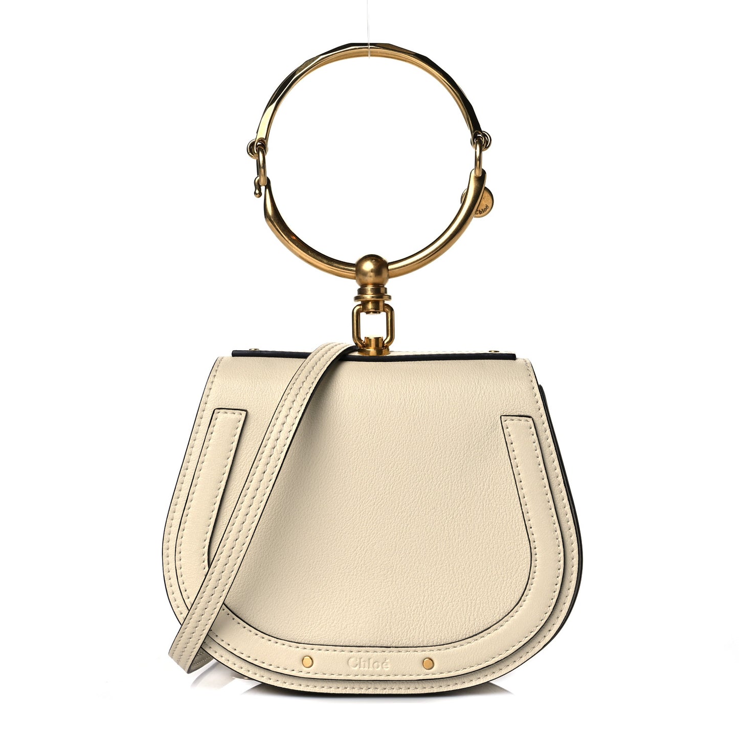 Calfskin Suede Small Nile Bracelet Bag Off White