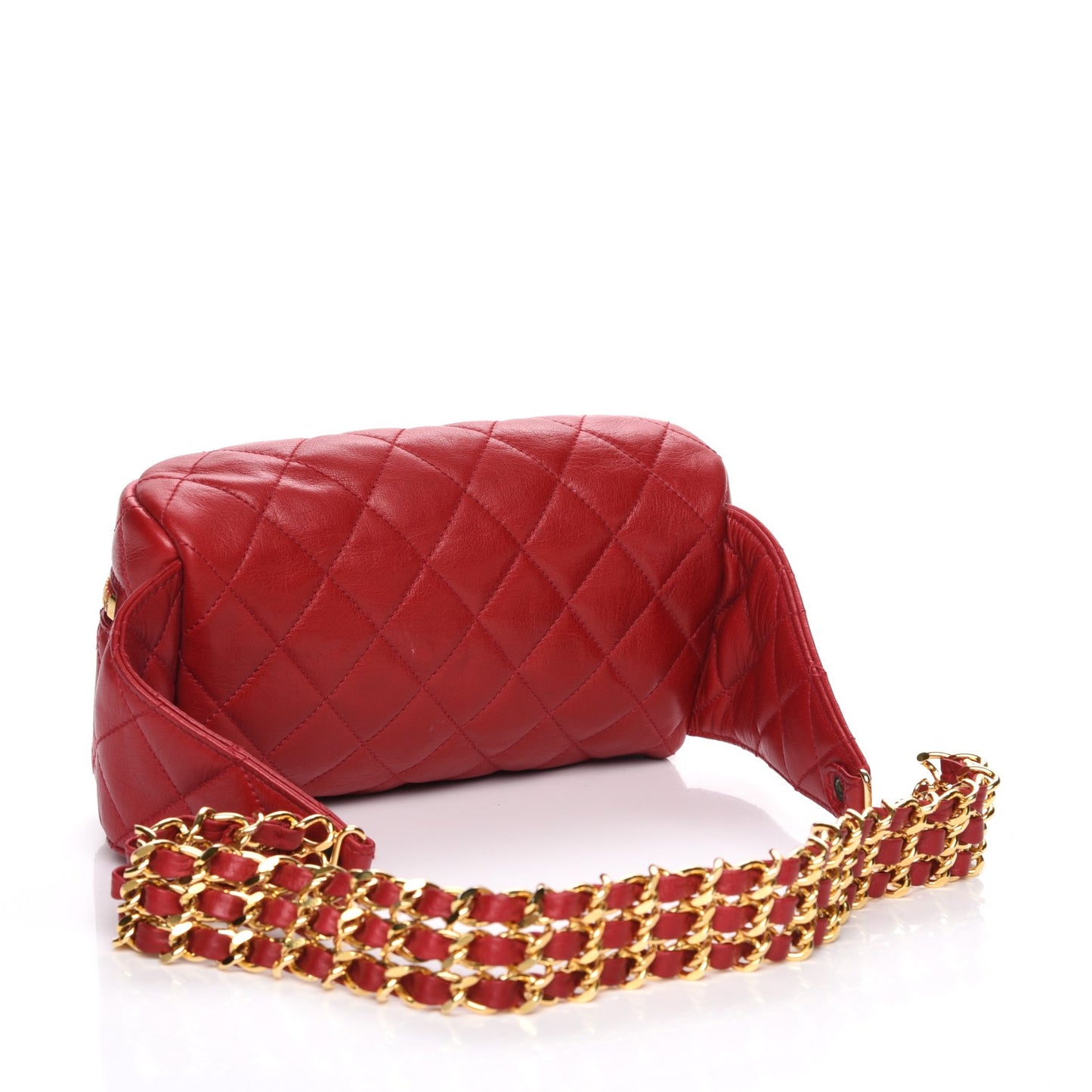 Lambskin Quilted Belt Bag Red