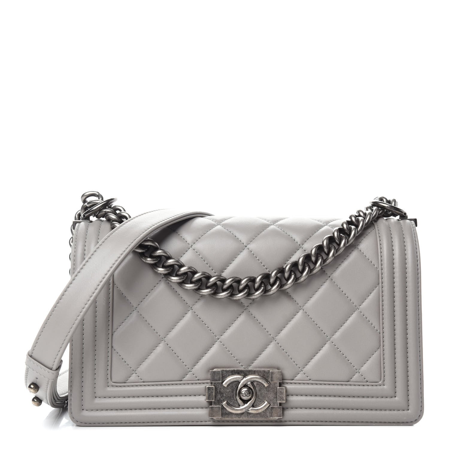 Chanel Calfskin Quilted Medium Boy Flap Grey 1 of 10