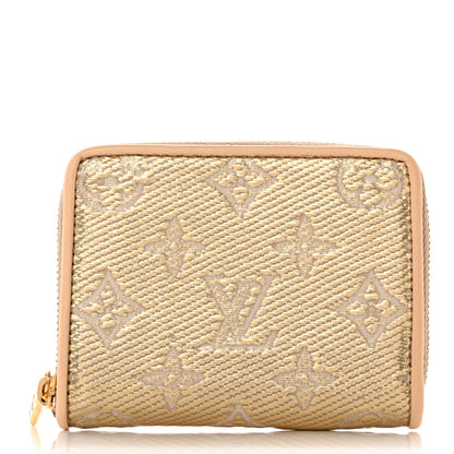 Louis Vuitton Lurex Jacquard Monogram Zippy Coin Purse Beige 1 of 7