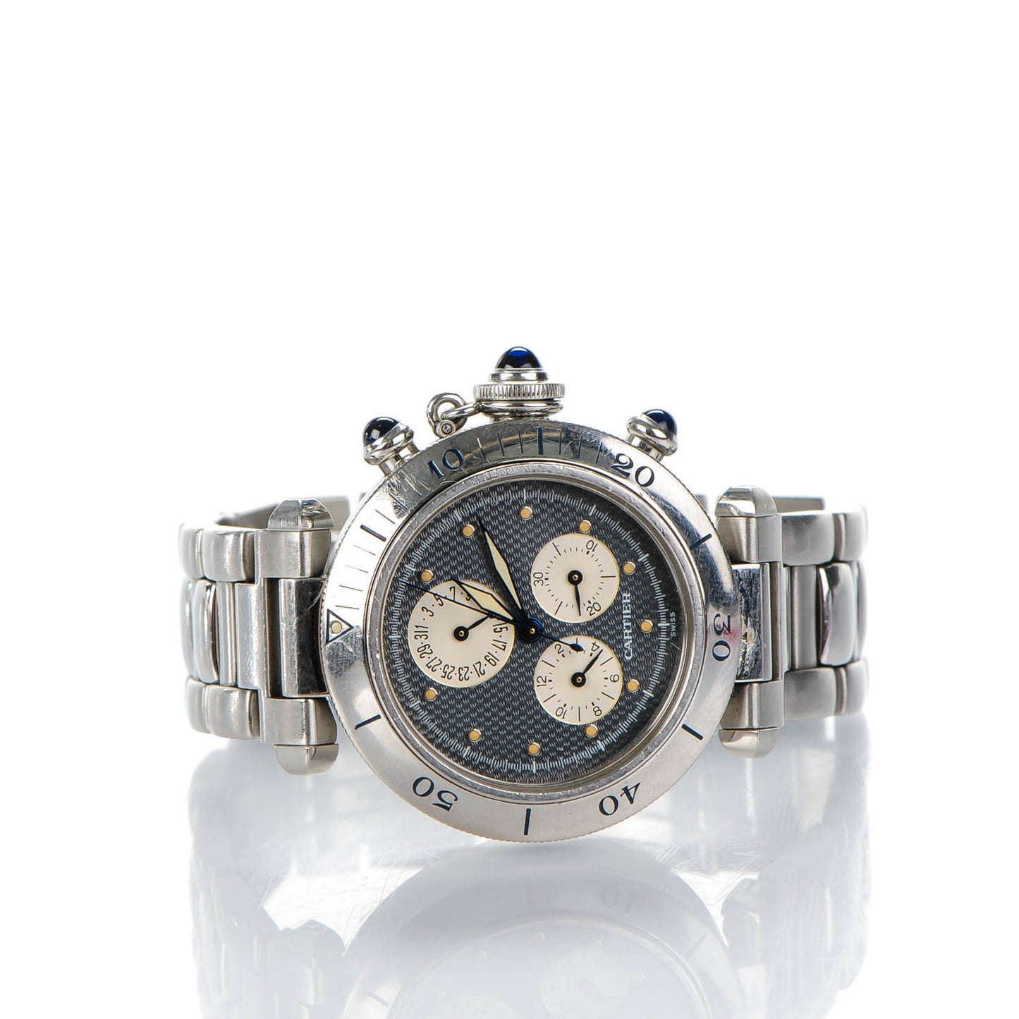 Stainless Steel 35mm Pasha C Chronograph Automatic Watch Grey