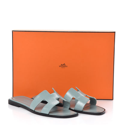 Hermes Patent Epsom Oran Sandals 37 Bleu Ciel 8 of 8