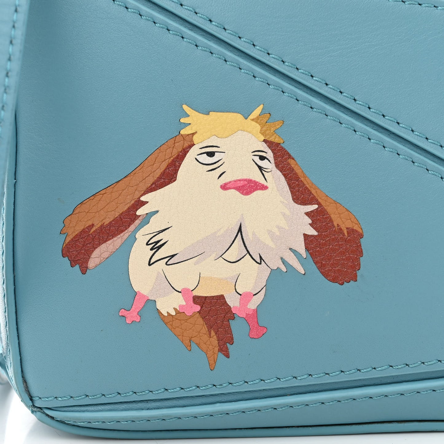 X HOWL'S MOVING CASTLE Satin Calfskin Heen Mini Puzzle Bag Light Blue