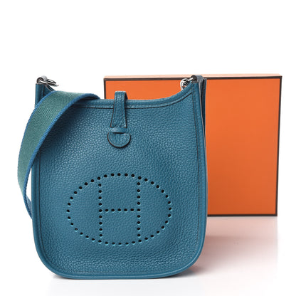 Hermes Taurillon Clemence Amazone Evelyne TPM Bleu Izmir Malachite 4 of 12