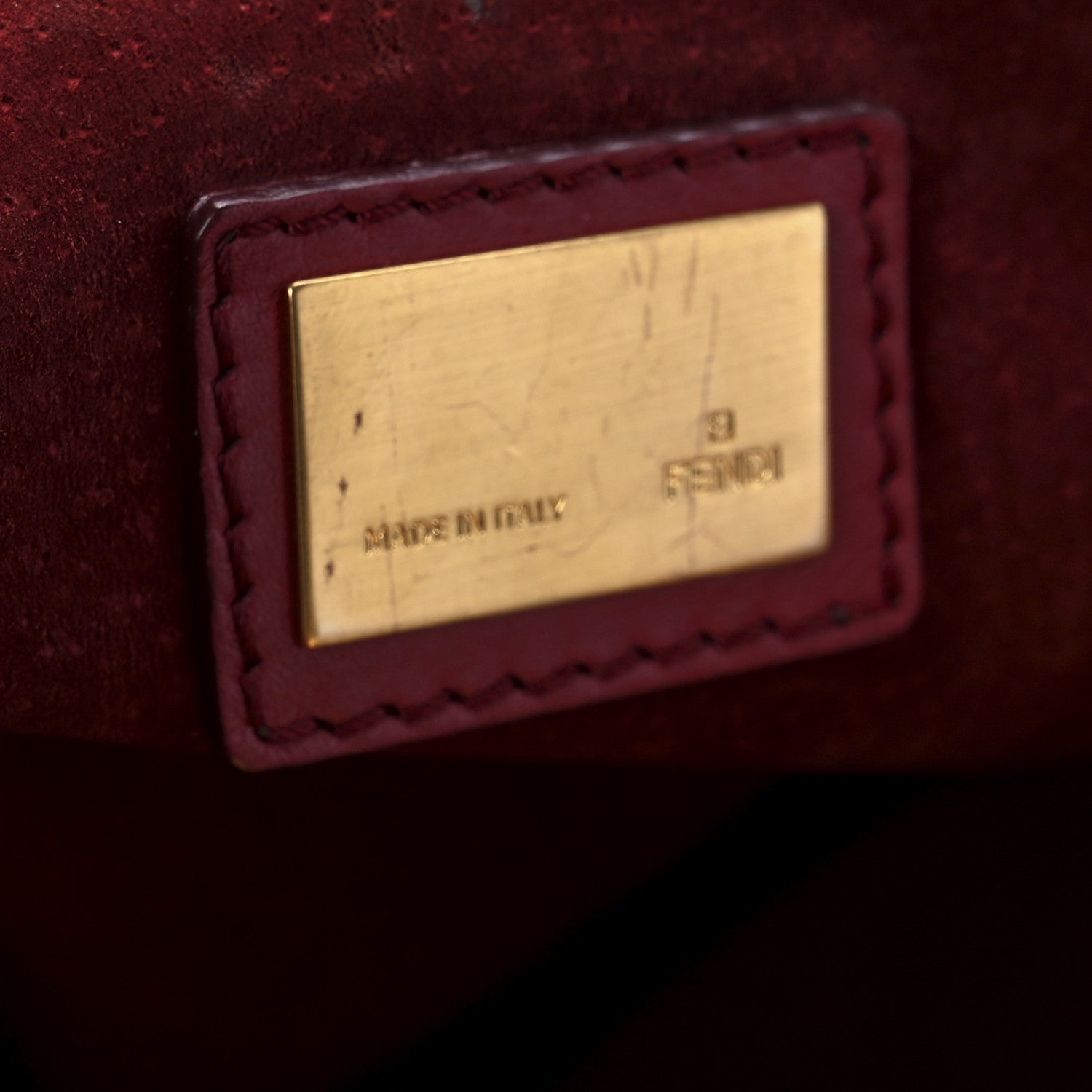 Fendi Vitello Suede Medium Peekaboo Iconic Satchel Rubino Peonia 7 of 14