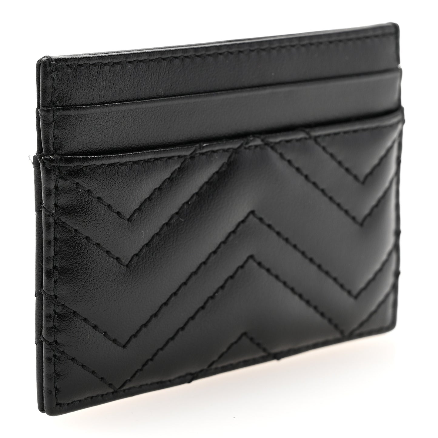 Calfskin Matelasse GG Marmont Card Holder Black