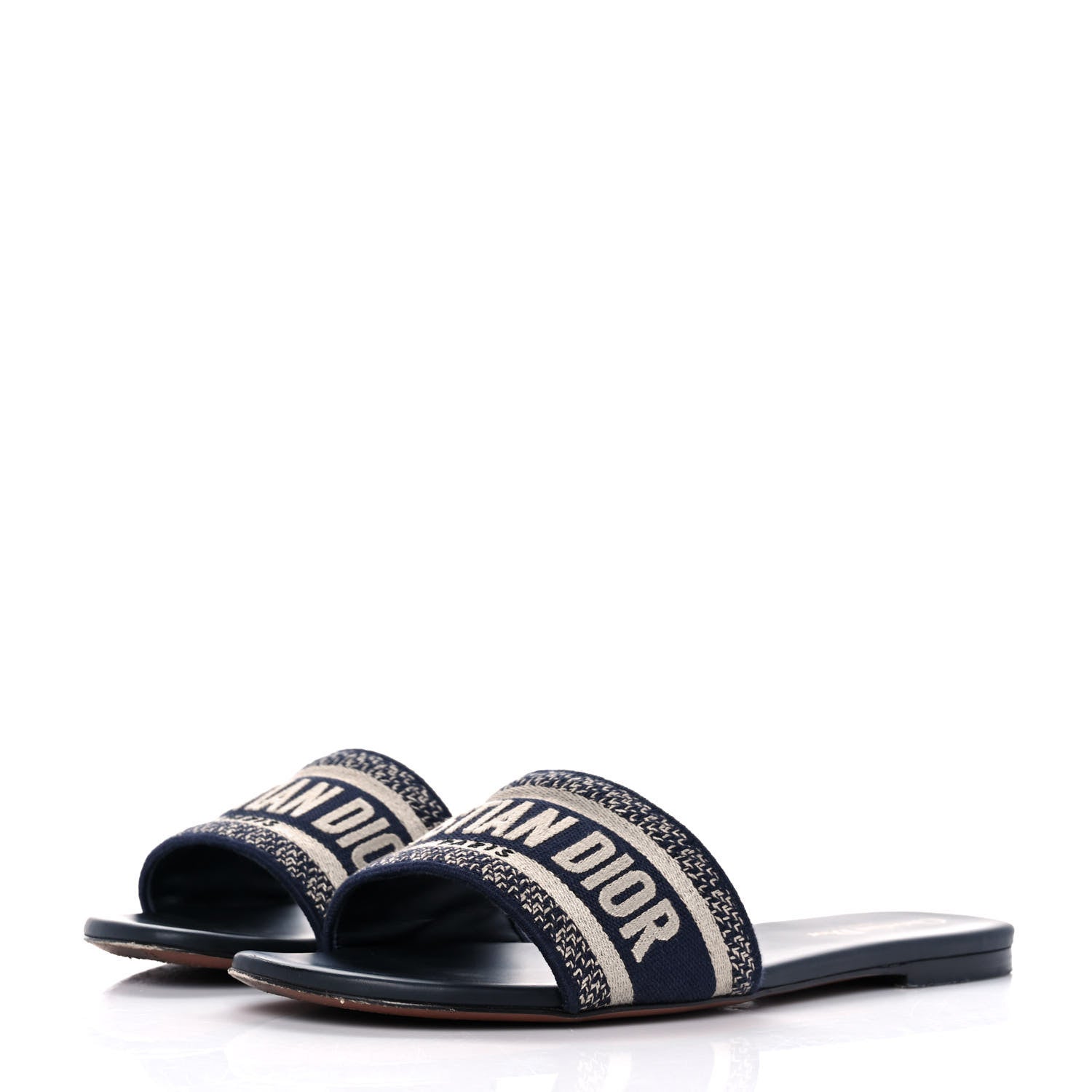 Christian Dior Canvas Embroidered Dway Mules Slide Sandals 41 Deep Blue 3 of 9