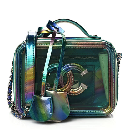 Chanel PVC Patent Calfskin Patent Lambskin Small CC Vanity Case Green 1 of 10