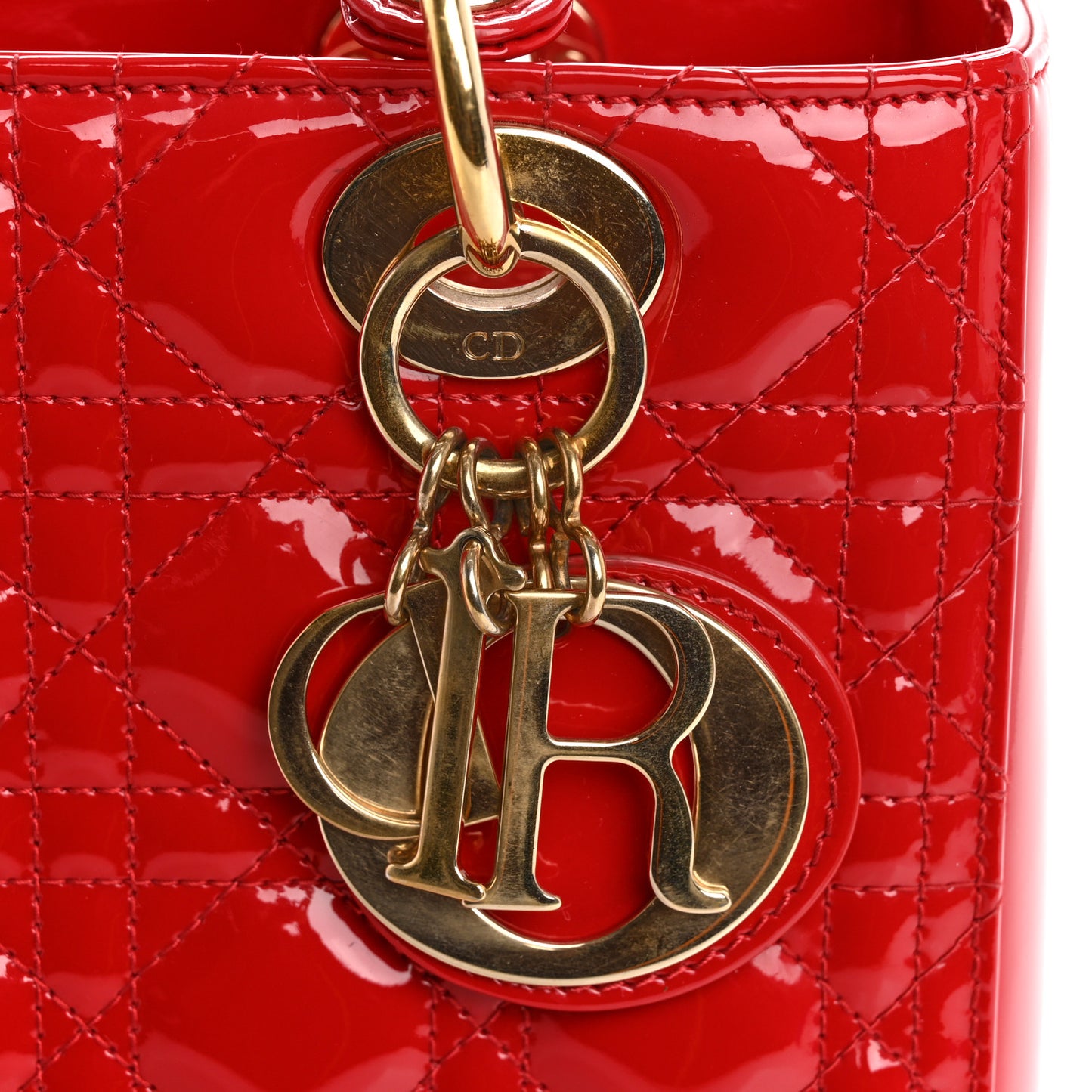 Patent Cannage Medium Lady Dior Red