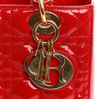 Christian Dior Patent Cannage Medium Lady Dior Red 11 of 13