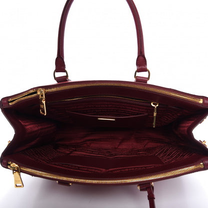 Prada Saffiano Bi-Color Large Galleria Double Zip Tote Cerise Fuoco 5 of 11